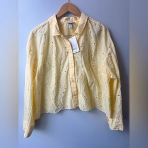 Women's Eyelet Long Sleeve Button-Down Shirt - A New Day